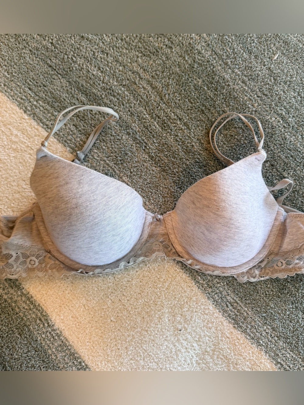 aerie Light Gray Lace Trim T-Shirt Bra